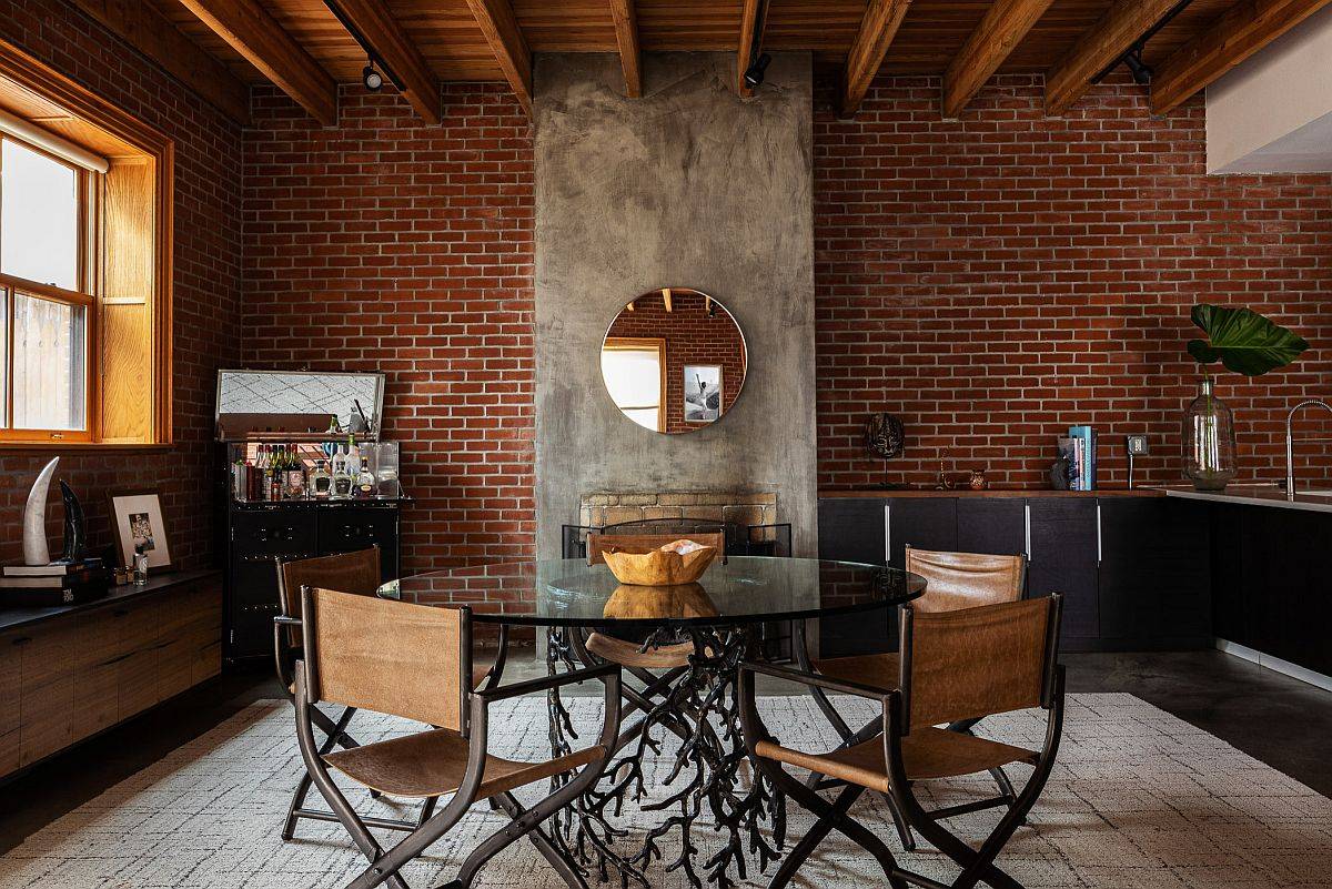 Modern-dining-room-with-brick-wall-in-the-backdrop-59125