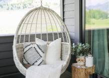 outdoor swing on a screened porch